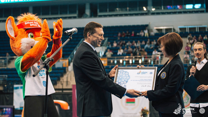 Пятикратной олимпийской чемпионке по спортивной гимнастике Нелли Ким присвоено звание «Звездный посол II Европейских игр 2019 года»