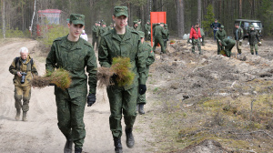 Офицеры Министерства обороны и Генерального штаба Вооруженных Сил посадили в Крупском военном лесхозе 12 тысяч деревьев (фото)