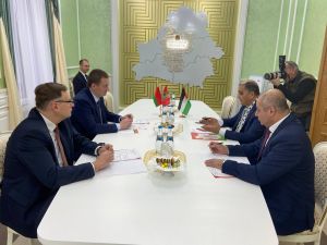 Александр Турчин проводит рабочую встречу с Чрезвычайным и Полномочным Послом Государства Палестина в Беларуси