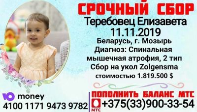 Маленькой мозырянке Лизе Теребовец нужна наша помощь