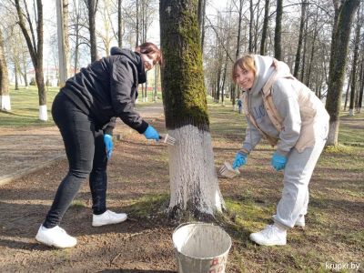 Cотрудники Центра по обеспечению деятельности бюджетных организаций наводят чистоту в городском парке