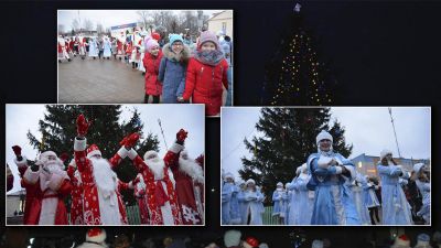 В Крупках Деды Морозы и Снегурочки зажгли главную ёлку (фото)