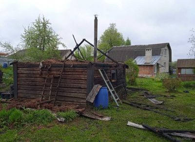В Крупках сгорела баня