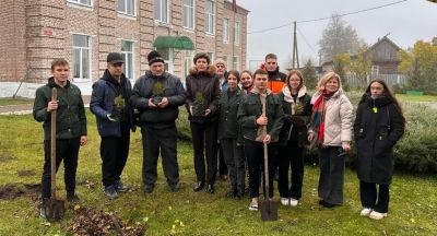 На территории средней школы имени Владимира Криштопенко п.Крупский посажена аллея памяти